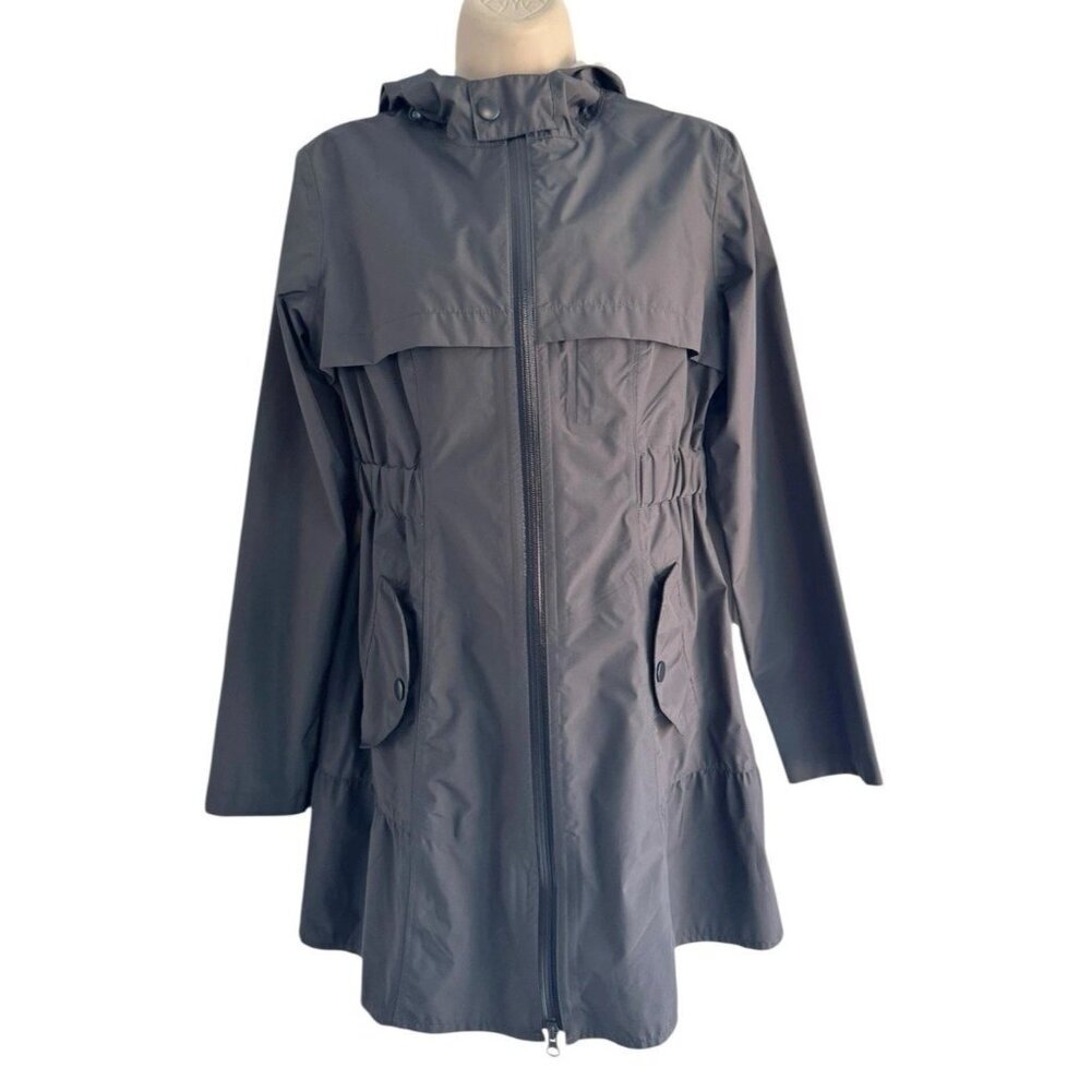 PrAna Woman's Sz S Gray Full Zip Hooded Rain Jacket